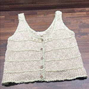 Promesa Cream and Green Knit Vest